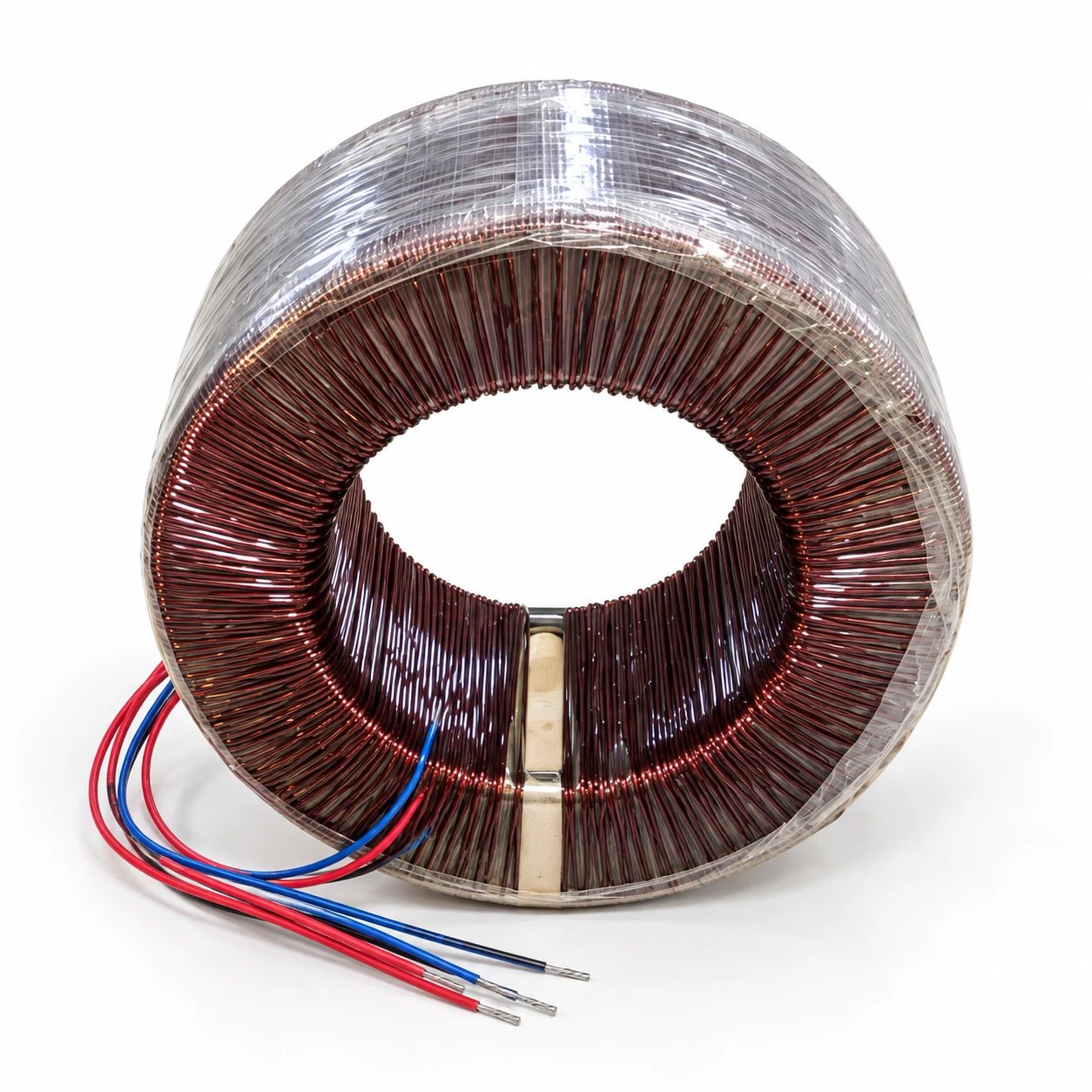 Şeffaf bantla izole edilmiş, kablo çıkışlı toroidal transformatör