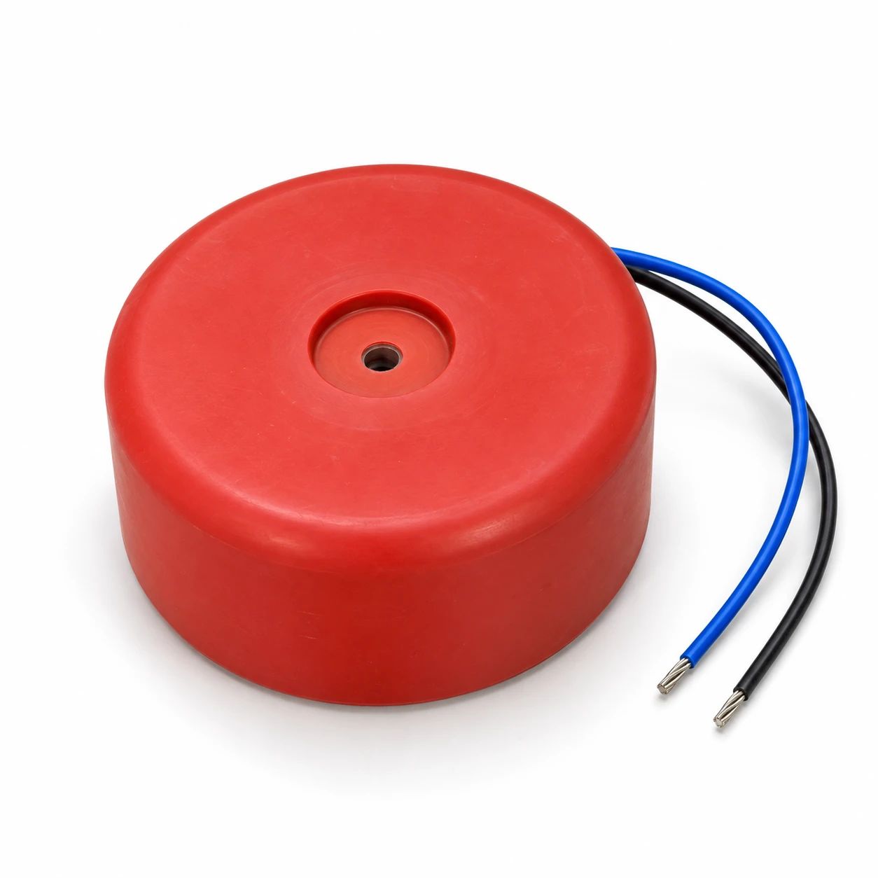 Kırmızı plastik kapaklı toroidal transformatör