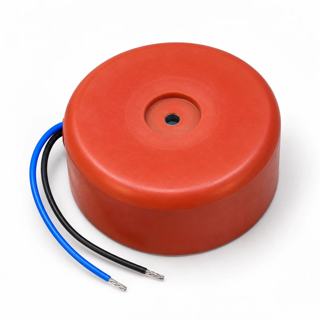 Turuncu-kırmızı plastik kapaklı toroidal transformatör